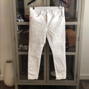 Loft white frayed hem skinny jean